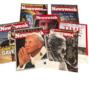 Newsweek & Time Magazine Lot  Saddam Hussein, John Paul II, Katrina, 9/11